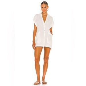 L*Space Mika‎ Gauze Gauzy 100% Cotton Romper White Beachy Coverup Size Small